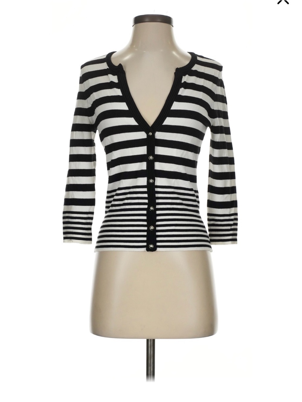 White House Black Market Striped V-Neck Cardigan